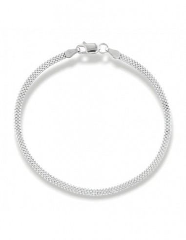 Bracciale Argento Rodiato Maglia Popcorn Piatta [c2b11d29]
