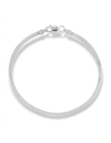 Bracciale Argento Rodiato Maglia Popcorn Piatta [c2b11d29]