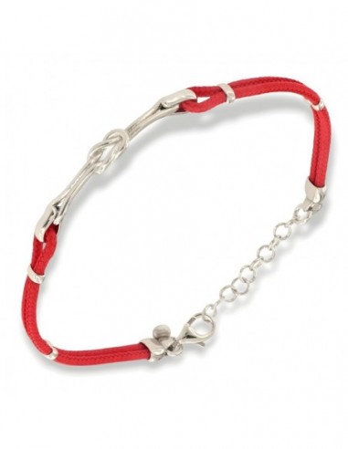 Bracciale Argento Rodiato Nodo Laccio Rosso [d4b6ea21]