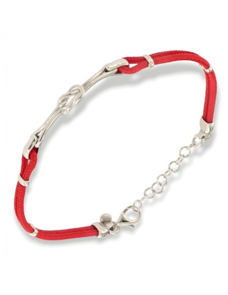 Bracciale Argento Rodiato Nodo Laccio Rosso [d4b6ea21]