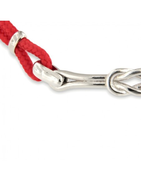 Bracciale Argento Rodiato Nodo Laccio Rosso [e91de464]