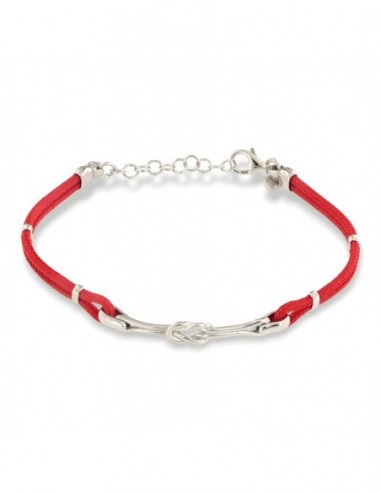 Bracciale Argento Rodiato Nodo Laccio Rosso [ec4da37a]