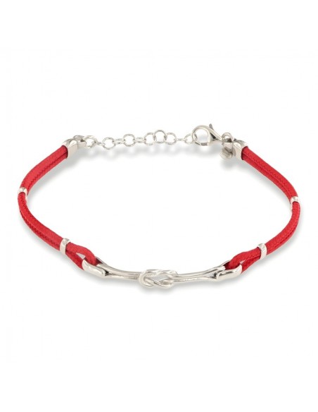 Bracciale Argento Rodiato Nodo Laccio Rosso [ec4da37a]