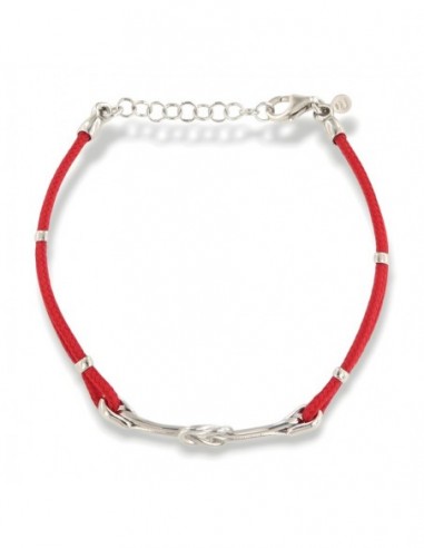 Bracciale Argento Rodiato Nodo Laccio Rosso [5b50627e]