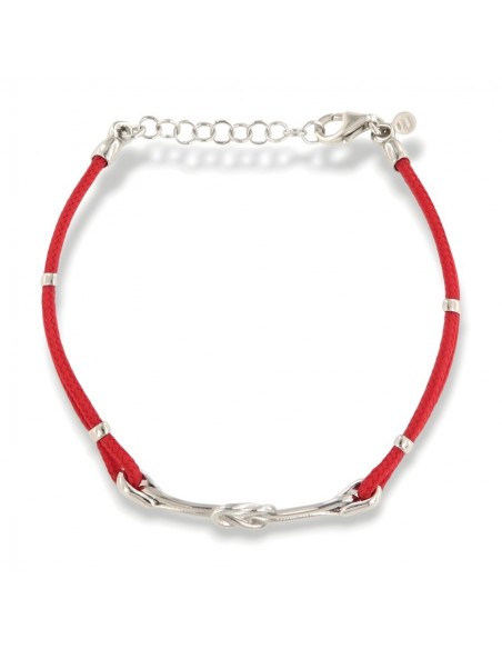 Bracciale Argento Rodiato Nodo Laccio Rosso [5b50627e]