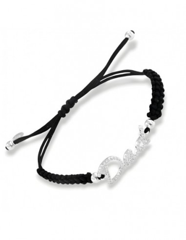 Bracciale Laccio Nautico Nero Dad Zirconi Bianchi [aec82516]