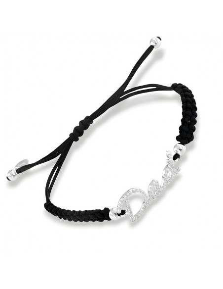 Bracciale Laccio Nautico Nero Dad Zirconi Bianchi [aec82516]