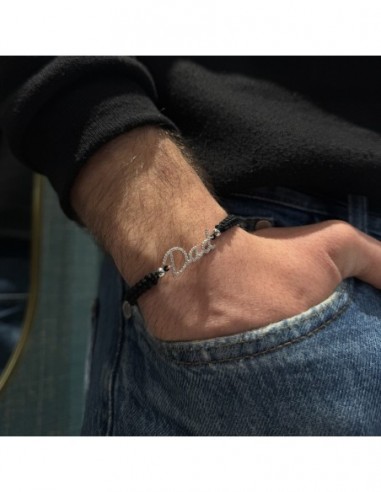 Bracciale Laccio Nautico Nero Dad Zirconi Bianchi [35fea77c]