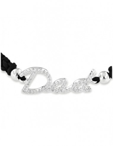 Bracciale Laccio Nautico Nero Dad Zirconi Bianchi [82e36678]