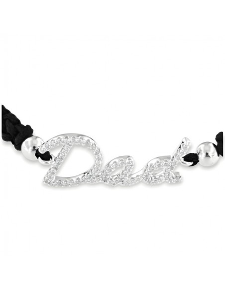 Bracciale Laccio Nautico Nero Dad Zirconi Bianchi [82e36678]