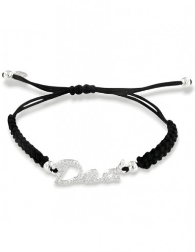 Bracciale Laccio Nautico Nero Dad Zirconi Bianchi [87b32166]