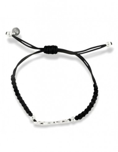 Bracciale Laccio Nautico Nero Dad Zirconi Bianchi [30aee062]