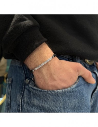 Bracciale Laccio Nautico Nero Tennis Zirconi Bia [3ba7167f]