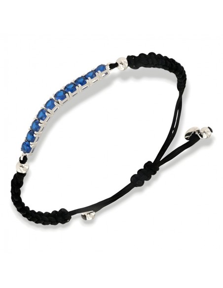 Bracciale Laccio Nautico Nero Tennis Zirconi Blu [7f1b7dc7]