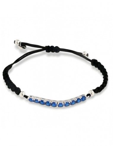 Bracciale Laccio Nautico Nero Tennis Zirconi Blu [231bedea]