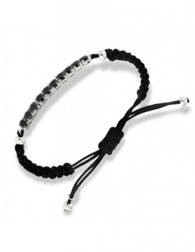 Bracciale Laccio Nautico Nero Tennis Zirconi Neri [cd56fbdd]