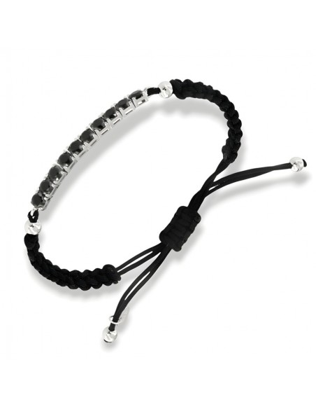 Bracciale Laccio Nautico Nero Tennis Zirconi Neri [cd56fbdd]