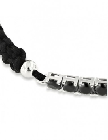 Bracciale Laccio Nautico Nero Tennis Zirconi Neri [34a079f0]