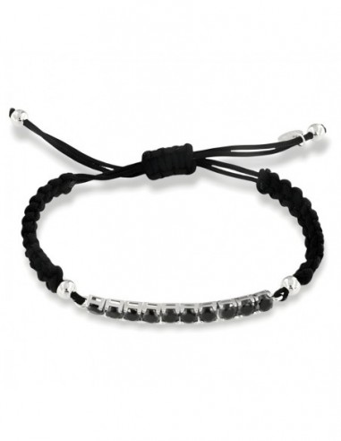 Bracciale Laccio Nautico Nero Tennis Zirconi Neri [31f03eee]
