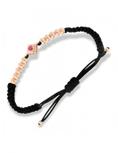 Bracciale Laccio Nautico Nero Zircone Fucsia [19d5e412]