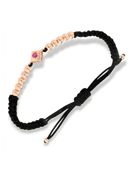 Bracciale Laccio Nautico Nero Zircone Fucsia [19d5e412]