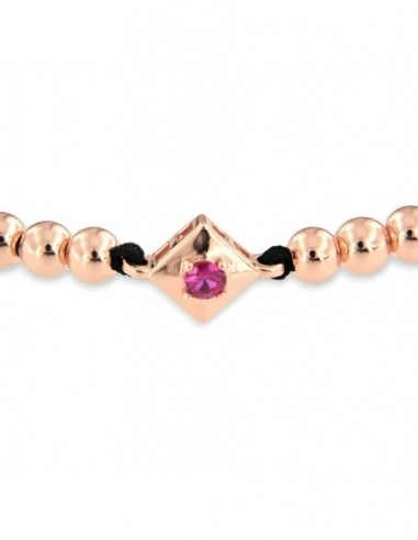 Bracciale Laccio Nautico Nero Zircone Fucsia [054fbe79]