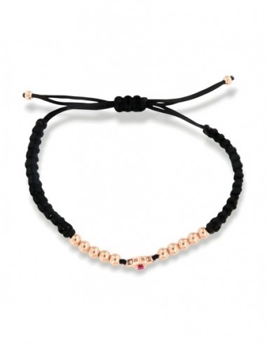 Bracciale Laccio Nautico Nero Zircone Fucsia [b7023863]