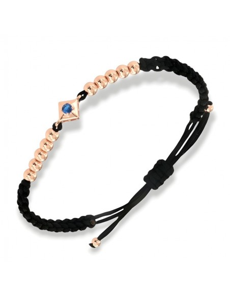 Bracciale Laccio Nautico Nero Zircone Blu [ac4496b5]