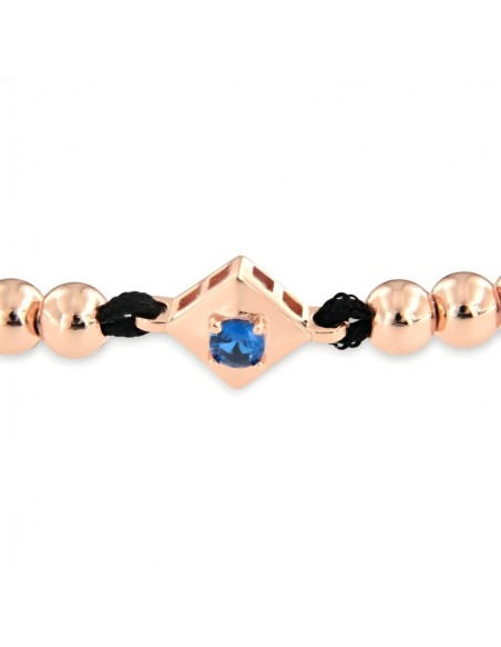 Bracciale Laccio Nautico Nero Zircone Blu [48f9dd94]