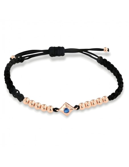 Bracciale Laccio Nautico Nero Zircone Blu [4da99a8a]