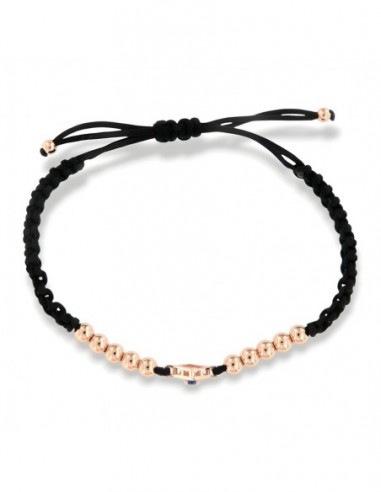 Bracciale Laccio Nautico Nero Zircone Blu [fab45b8e]