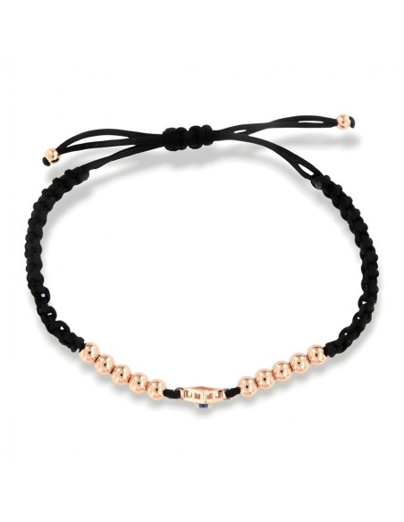 Bracciale Laccio Nautico Nero Zircone Blu [fab45b8e]