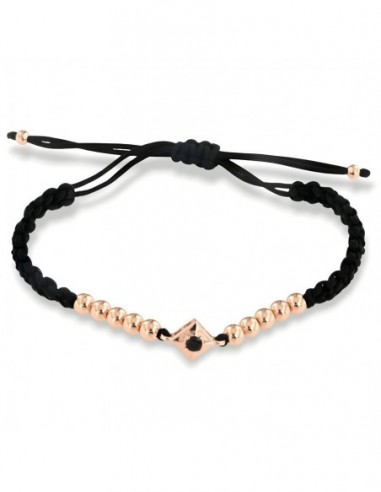 Bracciale Laccio Nautico Nero Zircone Nero [5f42498e]