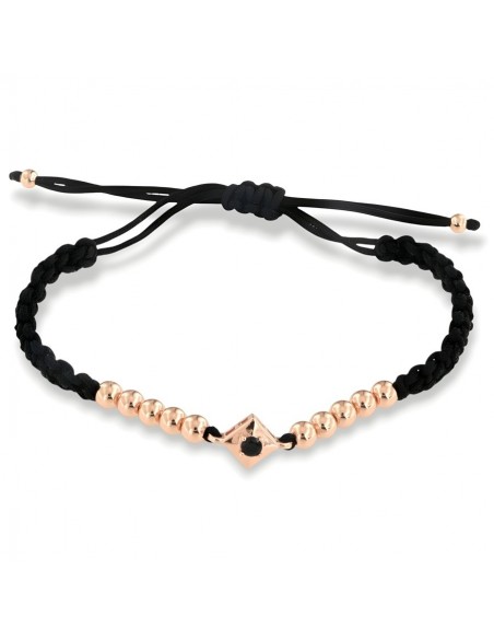Bracciale Laccio Nautico Nero Zircone Nero [5f42498e]