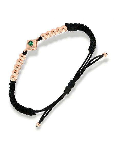 Bracciale Laccio Nautico Nero Zircone Verde [1b5957b1]