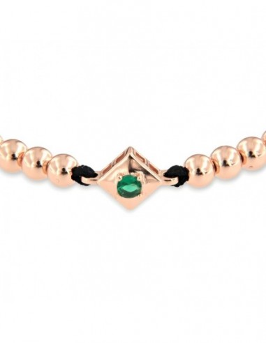 Bracciale Laccio Nautico Nero Zircone Verde [cf550595]