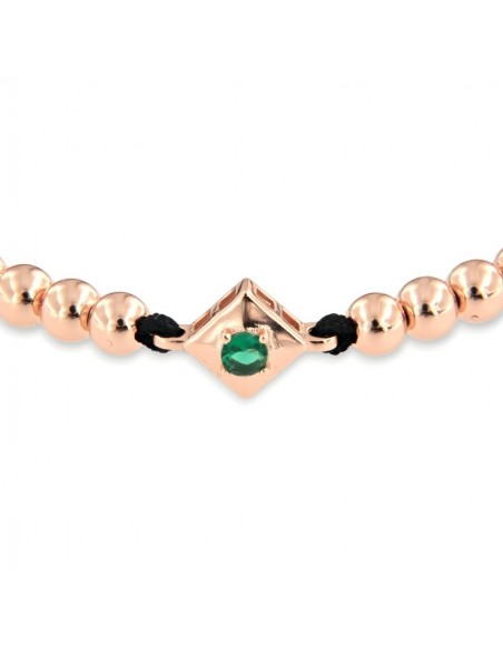 Bracciale Laccio Nautico Nero Zircone Verde [cf550595]