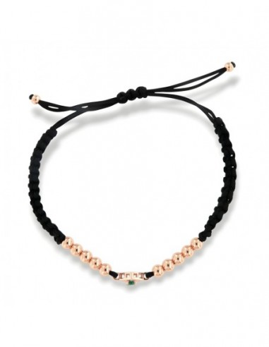 Bracciale Laccio Nautico Nero Zircone Verde [7d18838f]