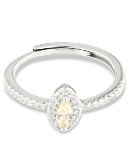 Anello Argento Rodiato Principessa Facny Ovale [c14b0a6d]