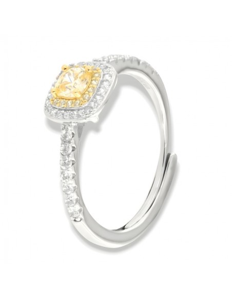 Anello Argento Rodiato Principessa Facny Quadrata [61da392f]