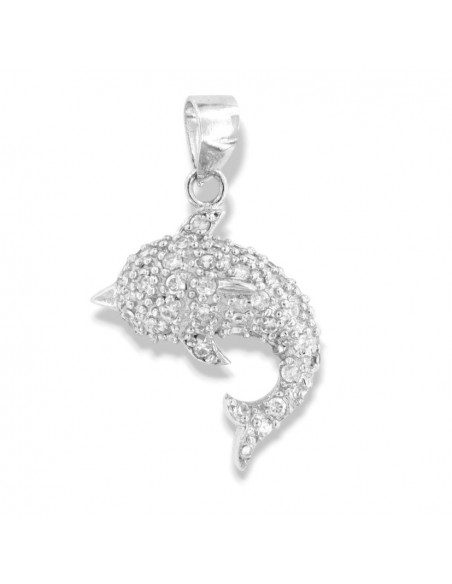 Ciondolo Argento Rodiato Delfino Zirconi Bianchi [4d565eeb]