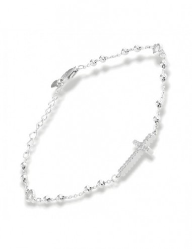 Bracciale Argento Rodiato Rosario Zirconi Bianchi [26f83b52]