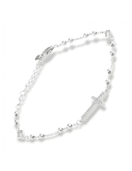 Bracciale Argento Rodiato Rosario Zirconi Bianchi [26f83b52]