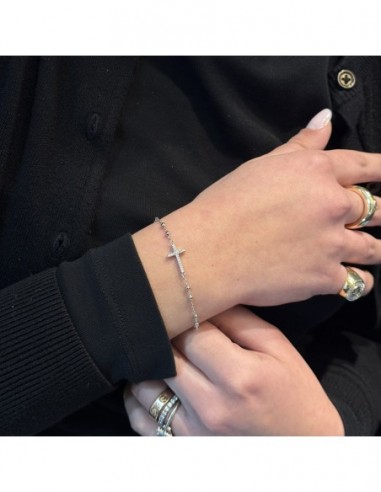 Bracciale Argento Rodiato Rosario Zirconi Bianchi [aac8d238]