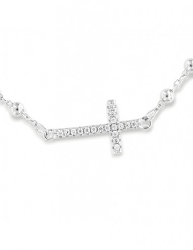 Bracciale Argento Rodiato Rosario Zirconi Bianchi [1dd5133c]