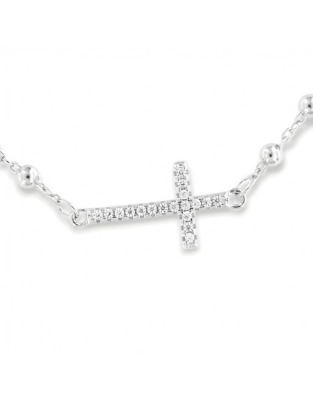 Bracciale Argento Rodiato Rosario Zirconi Bianchi [1dd5133c]