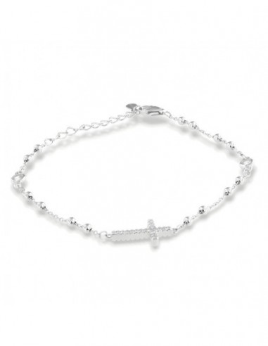Bracciale Argento Rodiato Rosario Zirconi Bianchi [18855422]