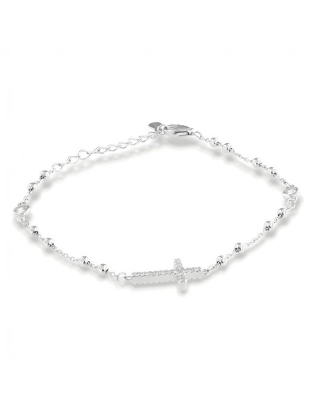 Bracciale Argento Rodiato Rosario Zirconi Bianchi [18855422]