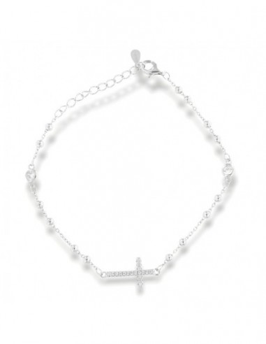 Bracciale Argento Rodiato Rosario Zirconi Bianchi [af989526]