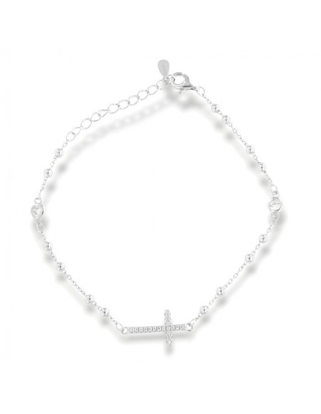 Bracciale Argento Rodiato Rosario Zirconi Bianchi [af989526]